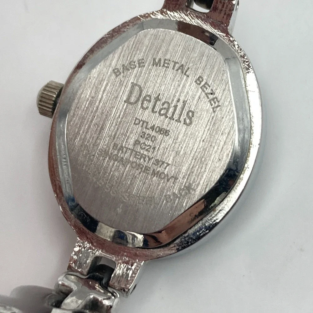 Details Women's Watch 20mm Silver Tone Oval w/Extender New Battery 6.75